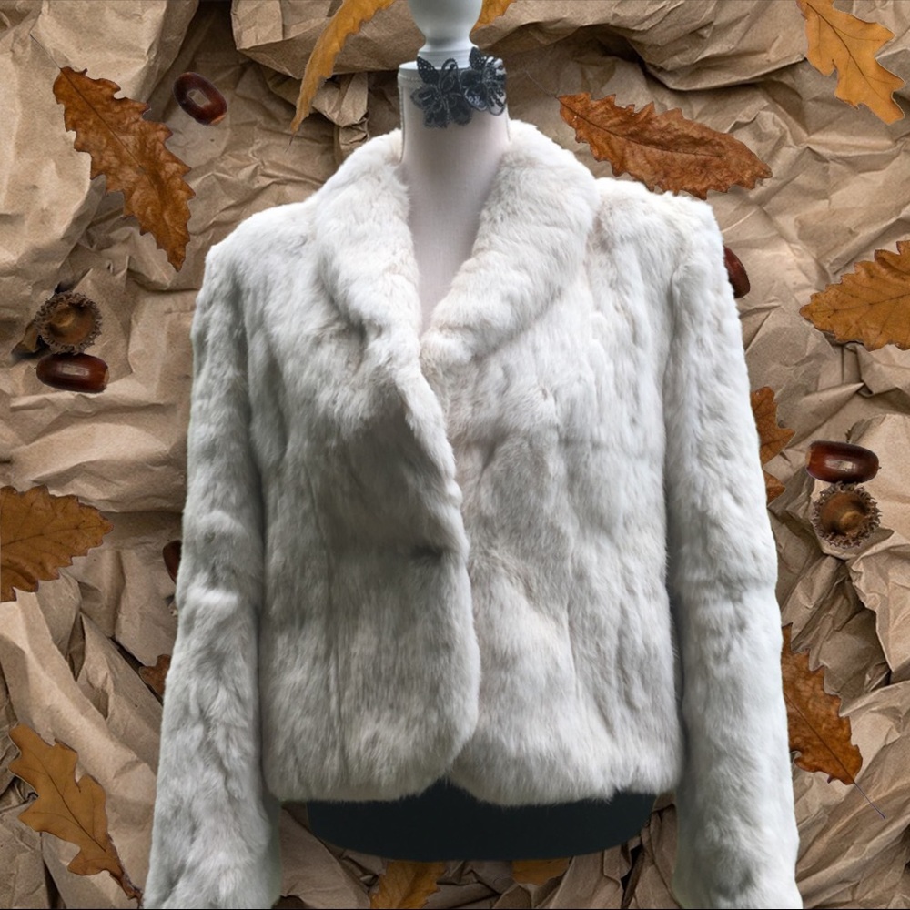 Circa 1970s white rabbit fur jacket